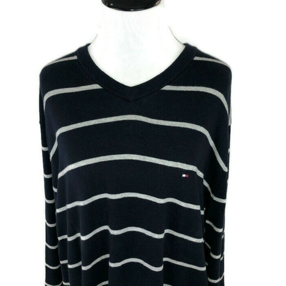 Tommy Hilfiger Women's L Large Knit Sweater Lightweight 100% Cotton Striped - Picture 2 of 7